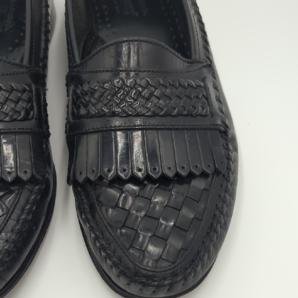 G.H Bass & Co Men\'s Weejuns Leather Woven 11 Black Kiltie Detail Slip On Loafers main image 6